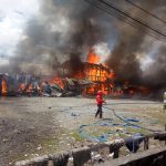 Kebakaran di pasar rakyat kampung Aimasi SP 3, Distrik Prafi, Manokwari. (Foto:SM3)