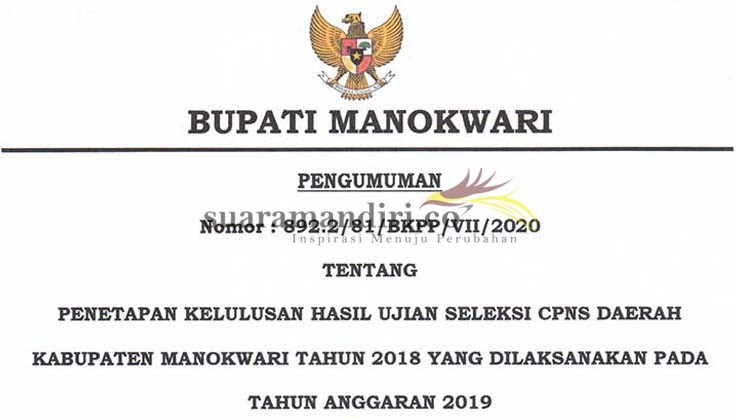 Pengumuman Penetapan Kelulusan Hasil Ujian Seleksi CPNS